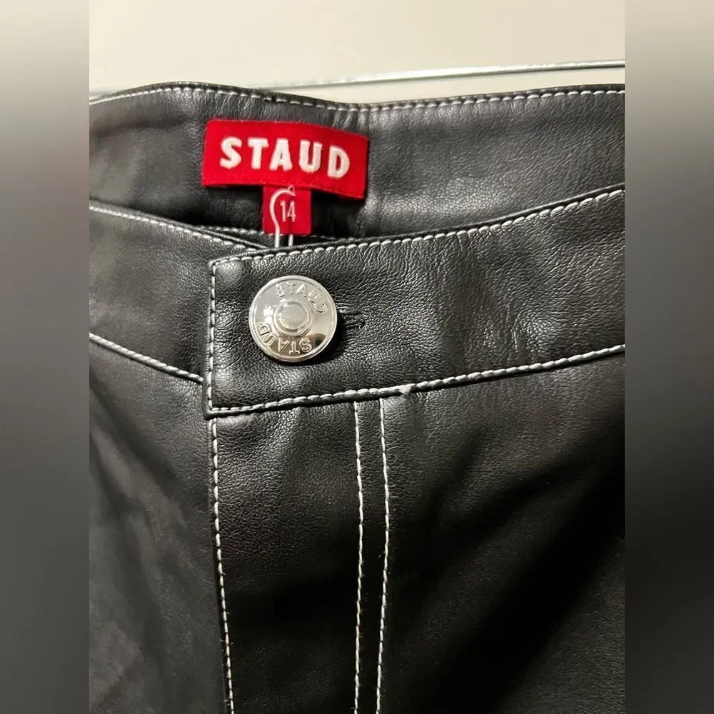 STAUD Eli High-Rise Faux Leather Pants